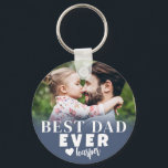 Best Dad Ever Personalized Photo Key Ring<br><div class="desc">Best Dad Ever Personalized Photo Keychain. This personalized “Best Dad Ever” keychain is a meaningful keepsake designed to celebrate Dad wherever he goes. The design features a bold blue gradient that adds a modern, polished look while highlighting the typography. “Best Dad Ever” is displayed prominently, with the option to change...</div>