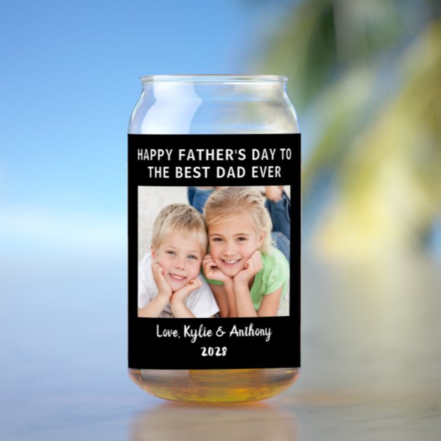Best Dad Ever Photo Black Father's Day Can Glass (Creator Uploaded)