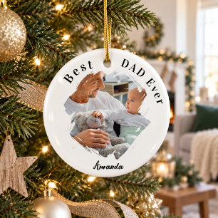 Best Dad Ever Photo Ceramic Ornament
