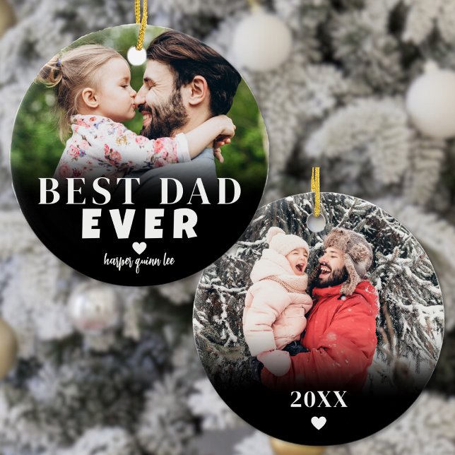 Best Dad Ever Photo Christmas Ceramic Ornament (Best Dad Ever Photo Christmas Ceramic Ornament)