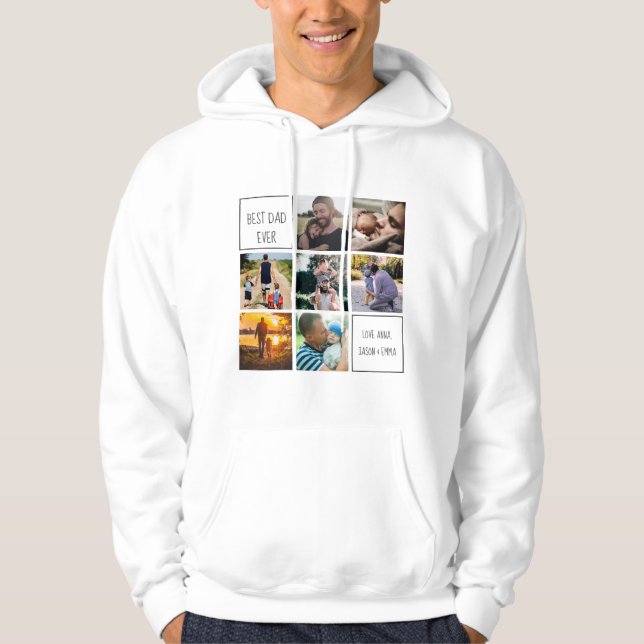 Best dad ever photo collage and text white hoodie (Front)
