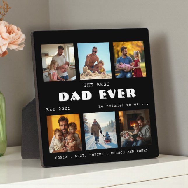 Best Dad Ever Photo Collage Black Plaque (Creator Uploaded)