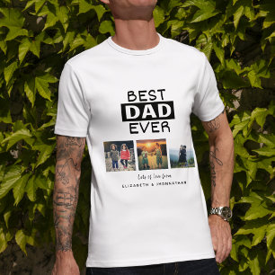 Best Dad Ever Photo Collage Bold Typography Father T-Shirt