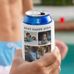 Best Dad Ever photo collage Can Cooler<br><div class="desc">Modern contemporary Happy Father's Day BEST DADDY EVER five family photo collage keepsake simple white and black can cooler with a bold typography script template. Create your own with 5 family pictures and your text! You can change the colours of text and background. It can be a cute personalised gift...</div>