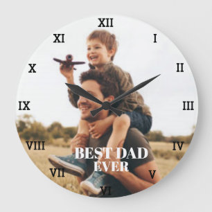 Best Dad Ever Photo Collage Create Your Own  Large Clock