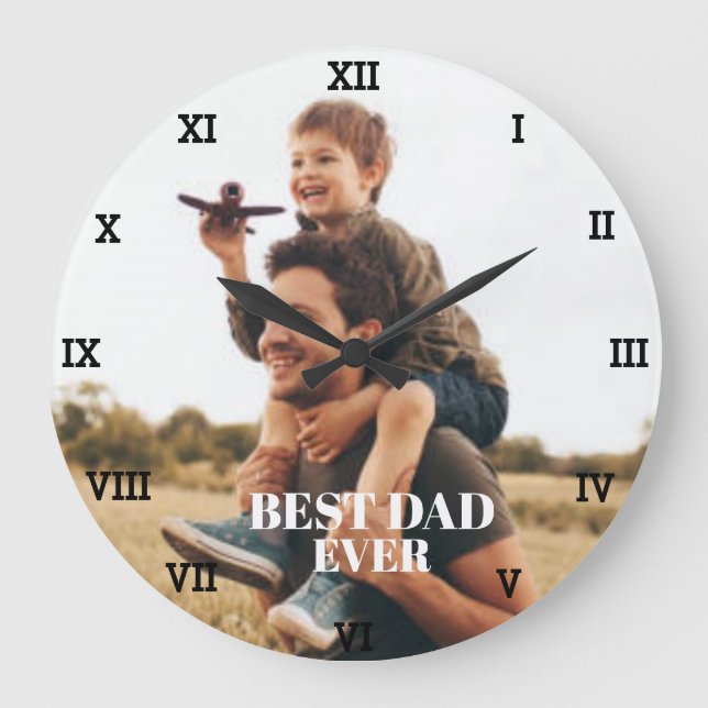 Best Dad Ever Photo Collage Create Your Own  Large Clock (Front)