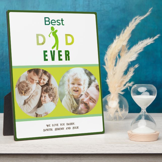 Best Dad Ever Photo Collage Custom Name Gift Plaque (Side)