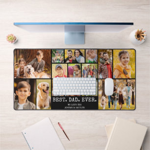Best Dad Ever Photo Collage Desk Mat