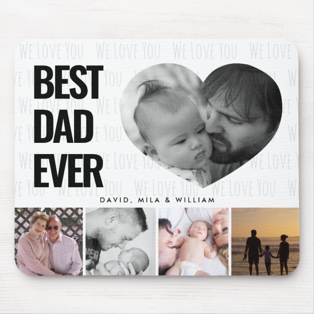 Best Dad Ever Photo Collage Family Mouse Pad (Front)