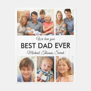 Best Dad Ever Photo Collage Fathers Day Fleece Blanket