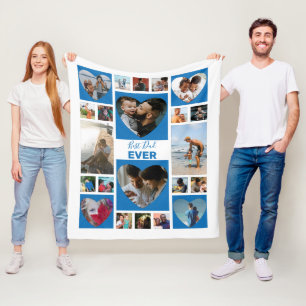 Best Dad Ever Photo Collage Father's Day Fleece Blanket