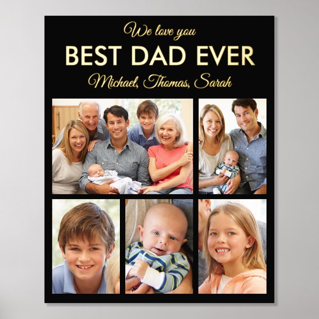 Best Dad Ever Photo Collage Fathers Day Foil Prints (Front)