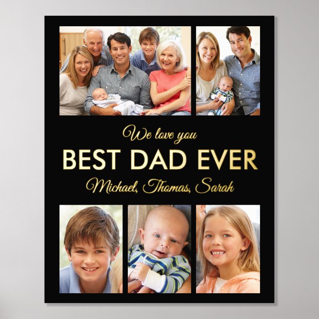 Best Dad Ever Photo Collage Fathers Day Foil Prints (Front)