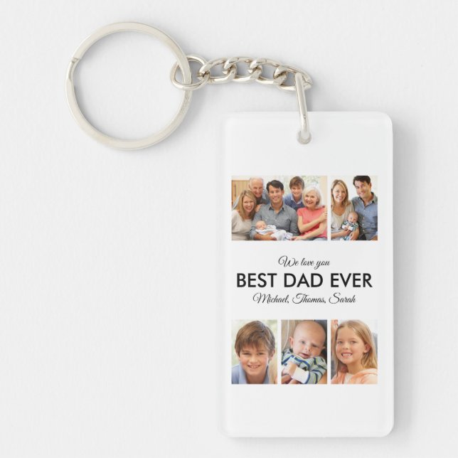 Best Dad Ever Photo Collage Fathers Day Key Ring (Front)