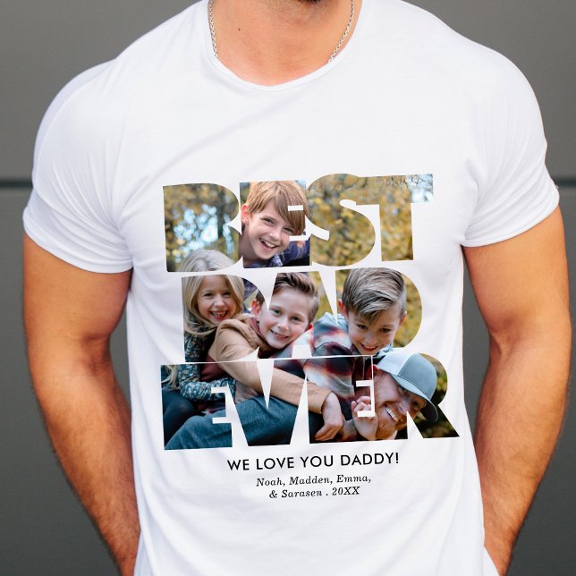 Best Dad Ever Photo Collage Father's Day T-Shirt (Creator Uploaded)