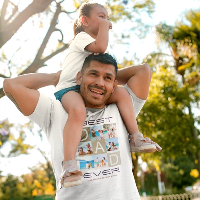 Best Dad Ever Photo Collage Father's Day T-Shirt (Creator Uploaded)