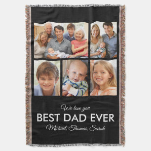 Best Dad Ever Photo Collage Fathers Day Throw Blanket
