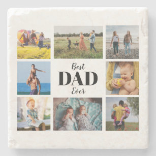 Best Dad Ever Photo Collage Father's Stone Coaster