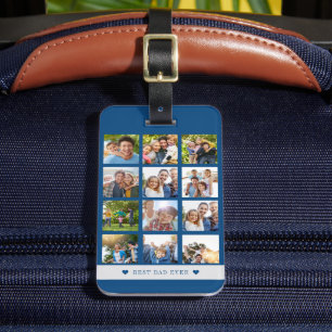 Best dad ever photo collage modern personalised luggage tag