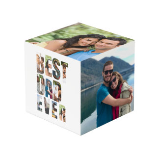 Best Dad Ever | Photo Collage Placeholder Template Cube