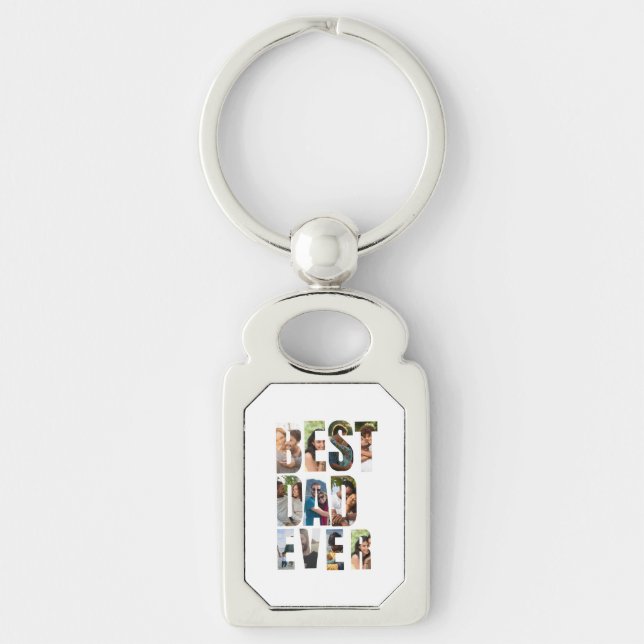 Best Dad Ever | Photo Collage Placeholder Template Key Ring (Front)