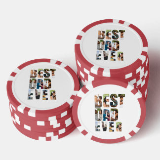 Best Dad Ever | Photo Collage Placeholder Template Poker Chips