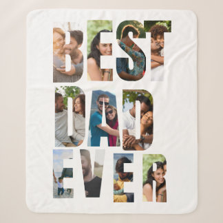 Best Dad Ever | Photo Collage Placeholder Template Sherpa Blanket