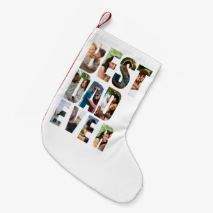 Best Dad Ever Photo Collage Placeholder Template Small Christmas Stocking
