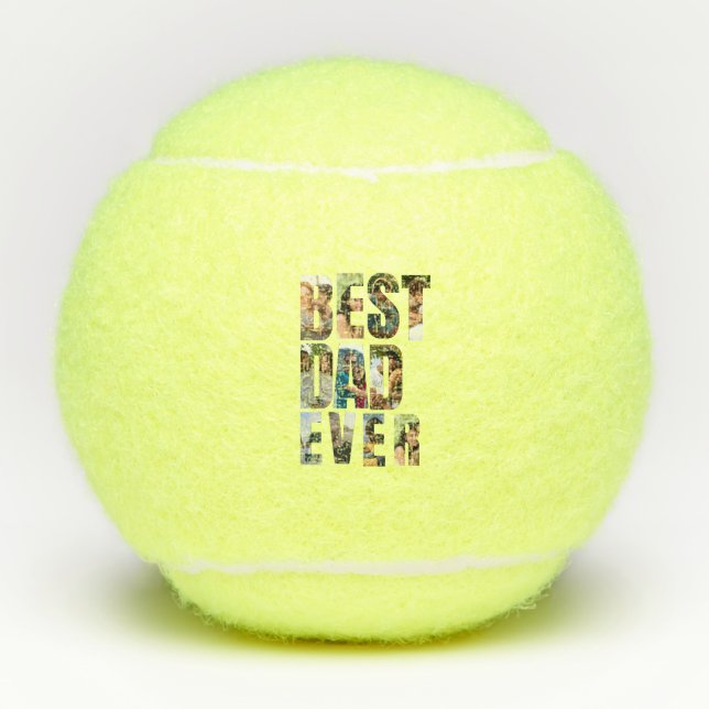 Best Dad Ever | Photo Collage Placeholder Template Tennis Balls (Front)