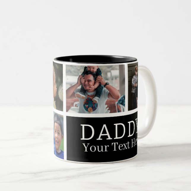 Best dad ever | Photo Collage & Text  Two-Tone Coffee Mug (Front Right)