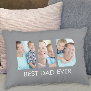 Best Dad Ever Photo Gray Decorative Cushion