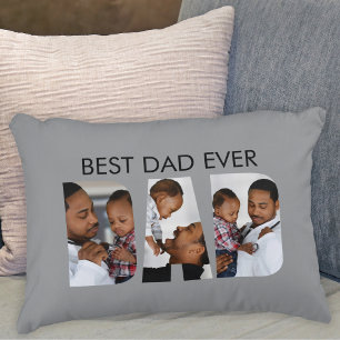 Best Dad Ever Photo Gray Decorative Cushion