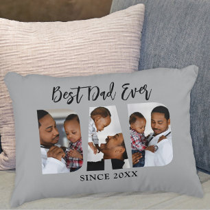 Best Dad Ever Photo Gray Decorative Cushion