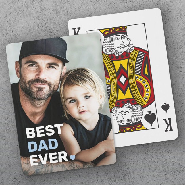 Best dad ever photo heart fathers day playing cards (Best dad ever photo heart fathers day poker cards)