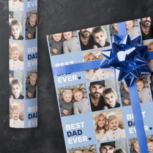 Best dad ever photo heart fathers day wrapping paper