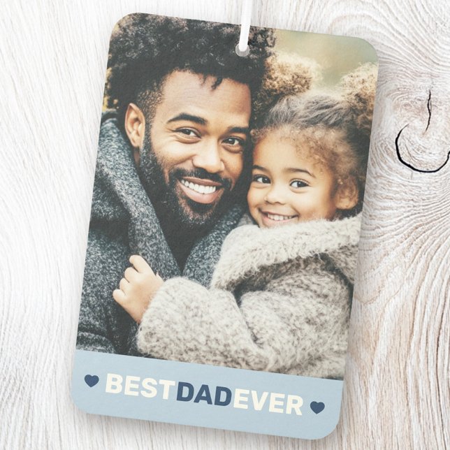 Best dad ever photo hearts blue fathers day car air freshener (Best dad ever photo hearts blue fathers day air freshener)