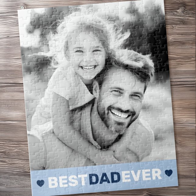Best dad ever photo hearts blue fathers day jigsaw puzzle (Best dad ever photo hearts blue fathers day jigsaw puzzle)