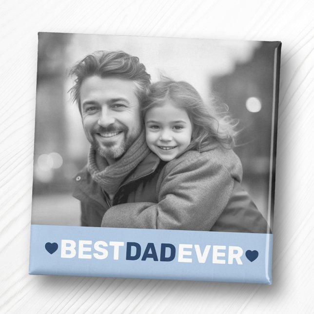 Best dad ever photo hearts blue fathers day magnet (Best dad ever photo hearts blue fathers day magnet)