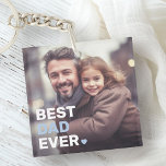 Best dad ever photo hearts fathers day key ring<br><div class="desc">Keychain featuring your custom photo and the text "Best dad ever"  as a white and light blue overlay in the bottom left corner.</div>