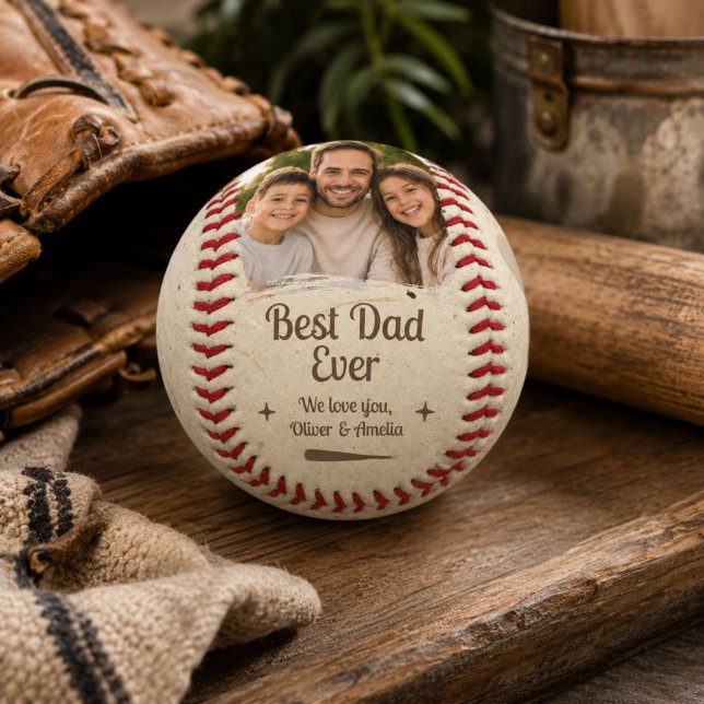 Best Dad Ever Photo Keepsake Gift Baseball (Creator Uploaded)