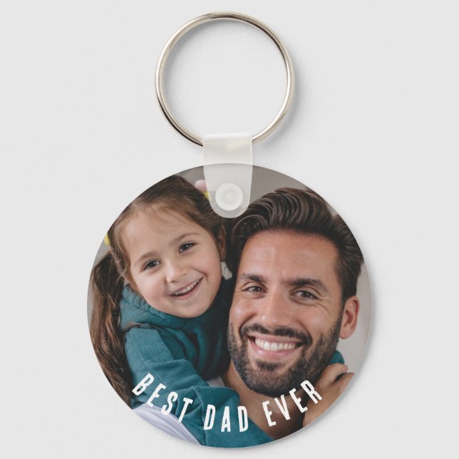Best Dad Ever Photo Keychain | Custom Dad Gift (Front)