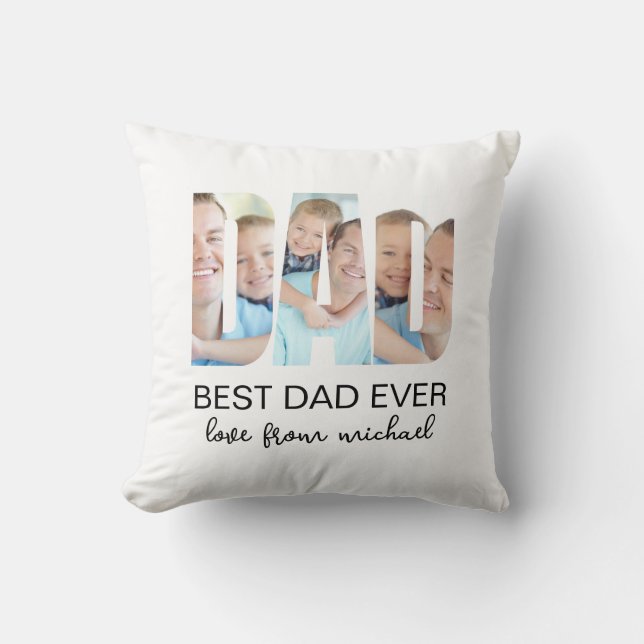 Best Dad Ever Photo Letter Cushion (Front)