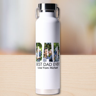 Best Dad Ever Photo Letter Water Bottle
