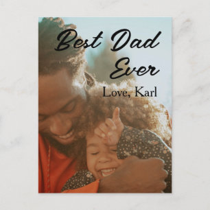 best dad ever photo love simple minimal text date postcard