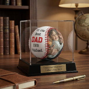 Best Dad Ever Photo Name Baseball Keepsake