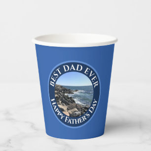 Best Dad Ever Photo of Atlantic Ocean Blue Sea Paper Cups