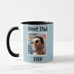 Best Dad Ever Photo on Blue Background Mug