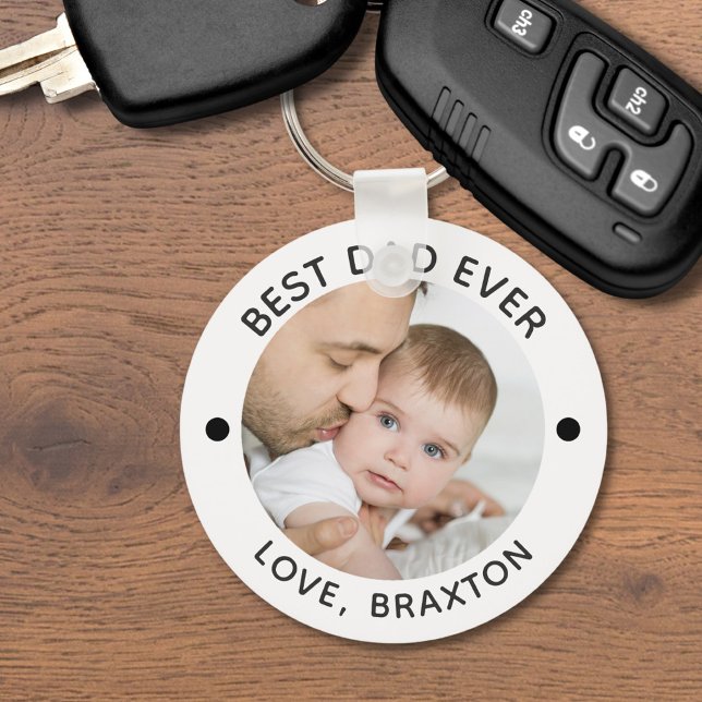 BEST DAD EVER Photo Personalised Key Ring (Creator Uploaded)