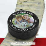 BEST DAD EVER Photo Personalised Your Colour Hockey Puck<br><div class="desc">Create a custom personalised photo hockey puck keepsake gift for a special father with the suggested editable title BEST DAD EVER and your other custom text in white against an editable black background colour you can change to coordinate with your photo, team colour or favourite colour. Ideal for a hockey...</div>