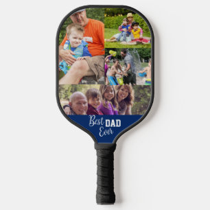 Best DAD ever Photo template Navy blue Pickleball Paddle